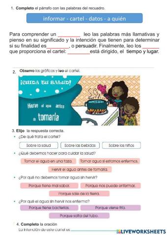 Comprender los contenidos explícitos e implícitos de un cartel.