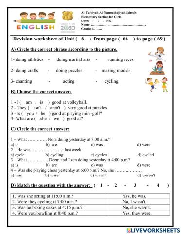Grade 4 Unit 6 Revision 1