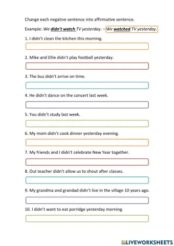 Past simple negative-affirmative