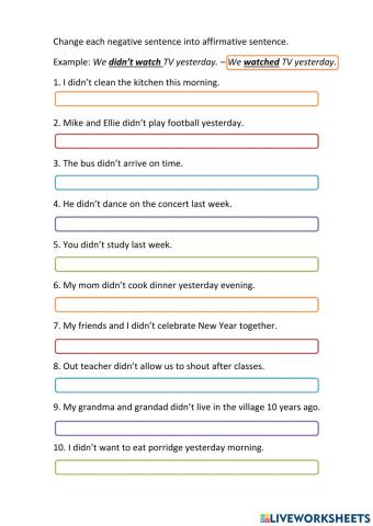 Past simple negative-affirmative