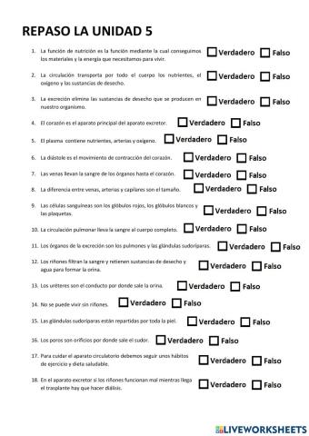 Aparato circulatorio y excretor