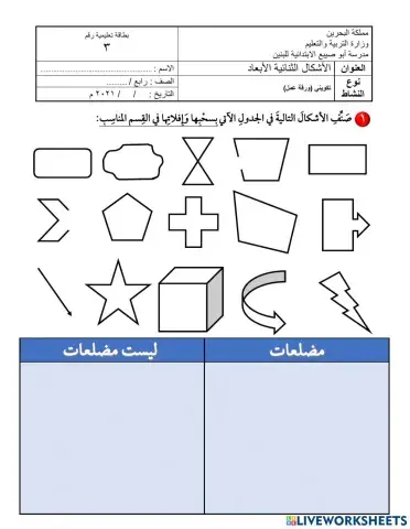 الأشكال الثنائية الأبعاد