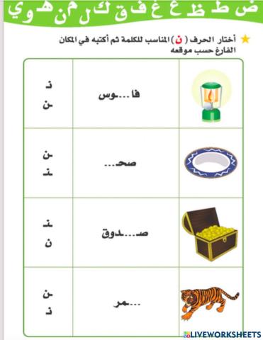 أشكال حرف النون