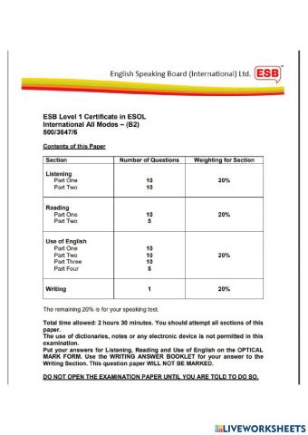 ESB B2 READING 2019A