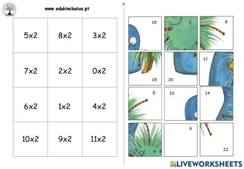Puzzle tabuada do 2