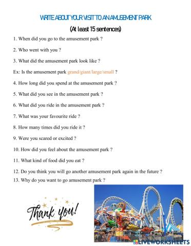 Write about your visit to an amusement park