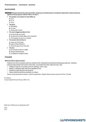 3 pr - Podróżowanie i turystyka - słuchanie i pisanie