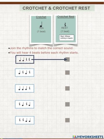 BGE Rhythm 1 Worksheet Crotchet + Crotchet Rest