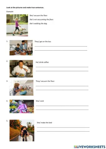 Present continuous - affirmative, negative