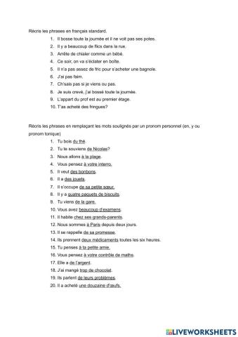 Français familier- pronoms en-y