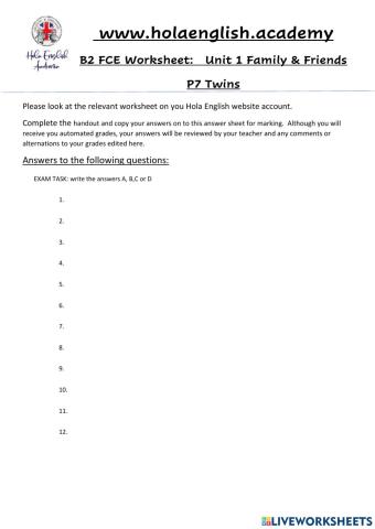 B2 Unit 1 Family and Friends p7