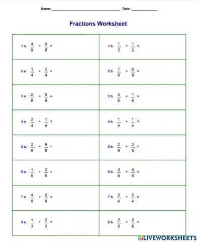 + fractions with like denominators