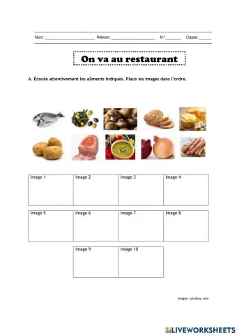 Alimentation - On va au restaurant