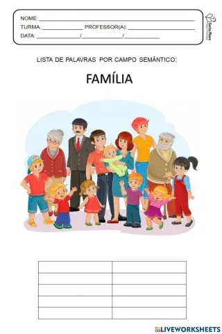 Lista de palavras: Família