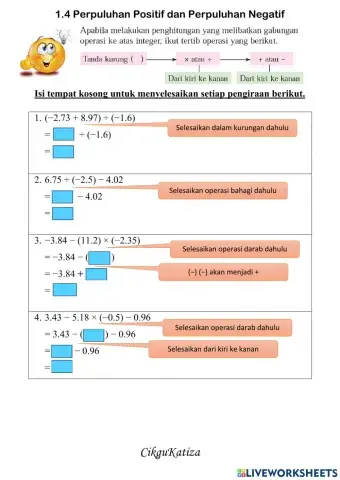 Pengiraan Perpuluhan positif dan perpuluhan negatif