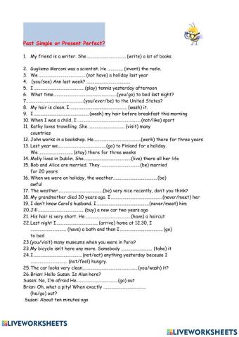 present perfect simple past