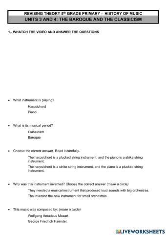 The Baroque and Classical periods in Music