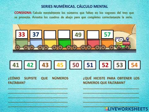 Series numéricas. Cálculo mental