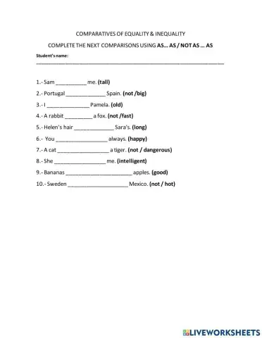 Comparatives of equality