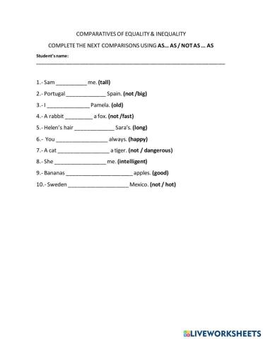 Comparatives of equality