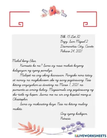 Bahagi ng Liham Pangkaibigan