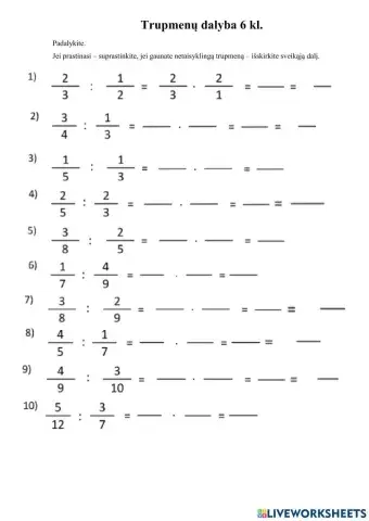 Paprastųjų trupmenų daugyba