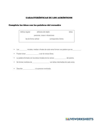 Características de los acrósticos