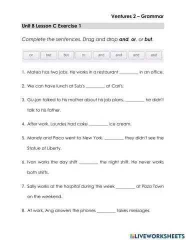 Practice Grammar - Conjunctions and, or, but