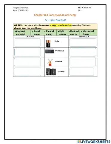Energy transformation