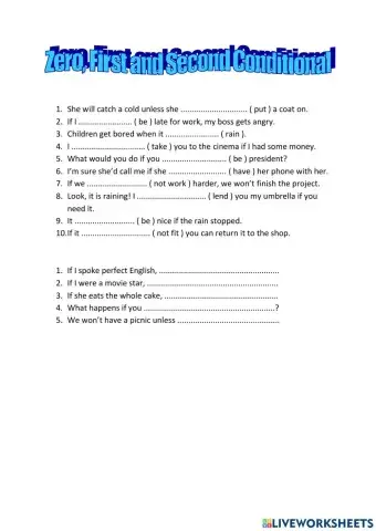 Zero, first, second conditionals