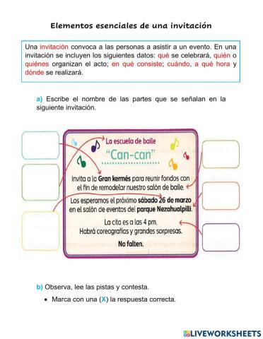 Elementos esenciales de una invitación