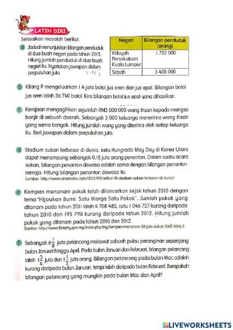 Matematik - Tahun 6 - Penyelesaian masalah