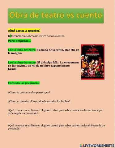 Obra de teatro vs cuento