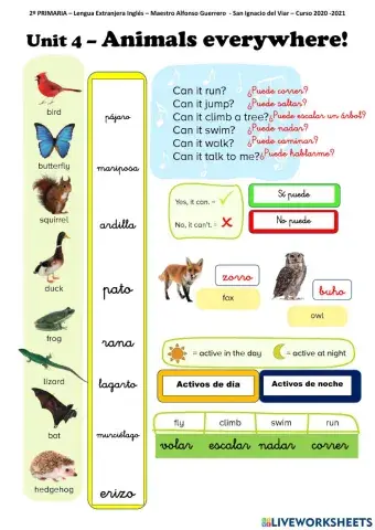San Ignacio del Viar - Inglés UNIT 4 ANIMALS EVERYWHERE
