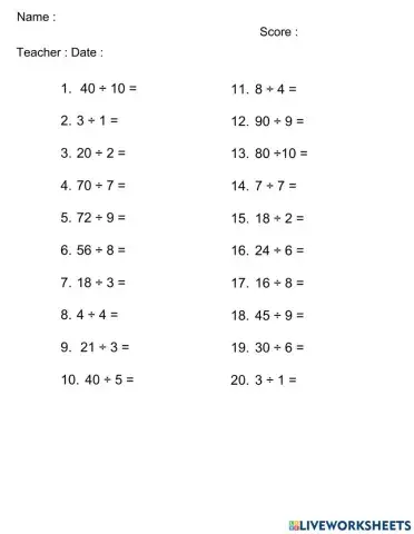 Single digit Division
