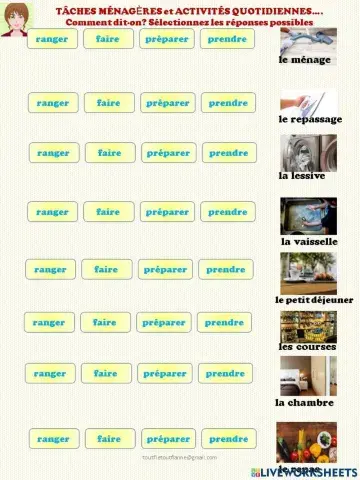 Activités quotidiennes et tâches ménageres