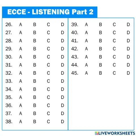 ECCE PT 5 - Listening Part 2 