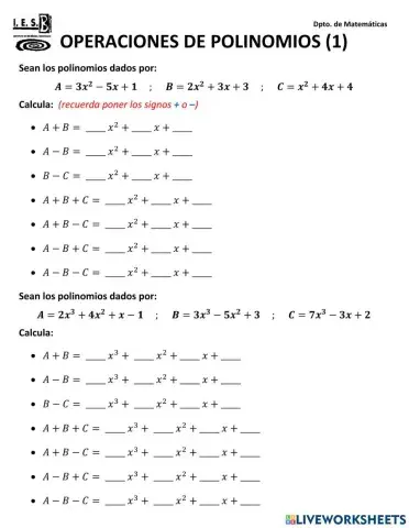 Suma y resta de polinomios