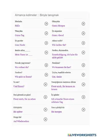 Almanca tanışma 1.etkinlik