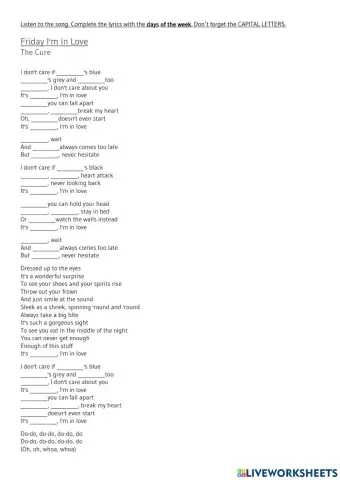 Friday, I'm in love- The Cure