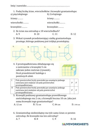 Bryły - powtórzenie wiadomości