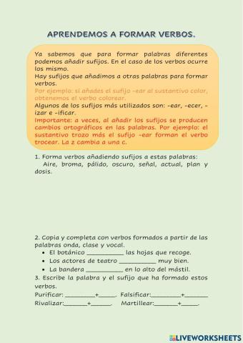 Formación de verbos.