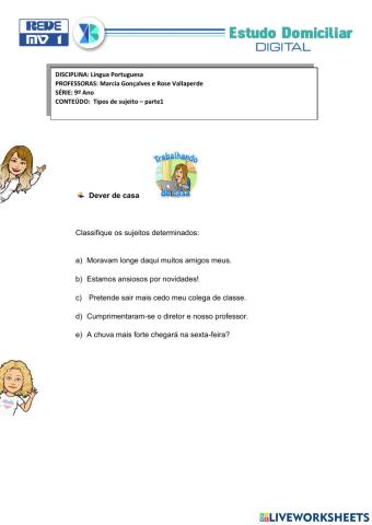 Tipos de sujeito determinado