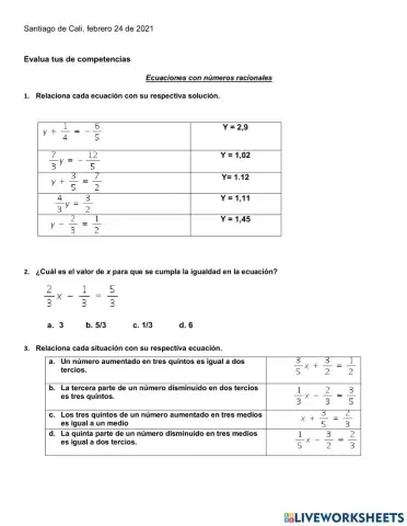 Ecuaciones con Racionales
