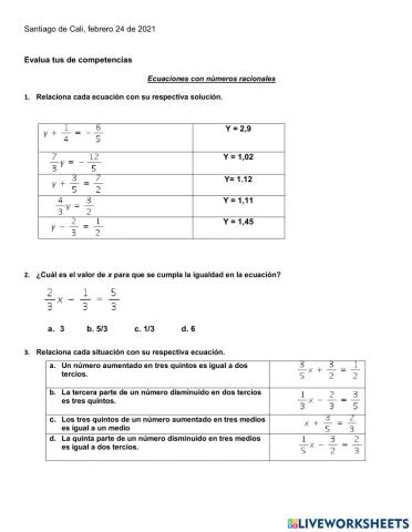 Ecuaciones con Racionales