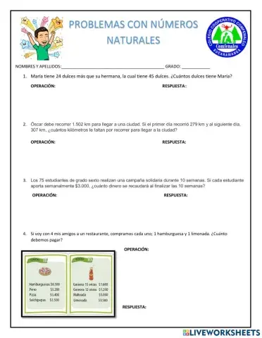 Problemas con números enteros