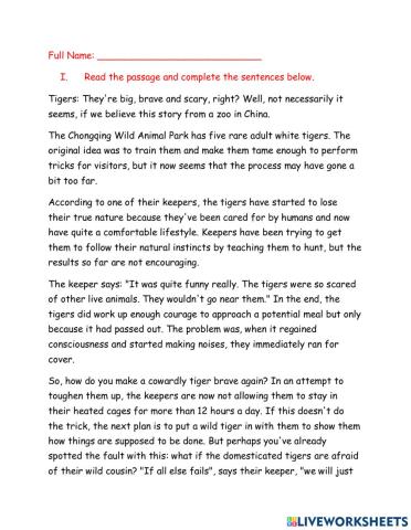 Reading comprehension