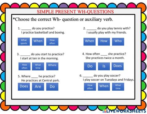 Simple present wh questions