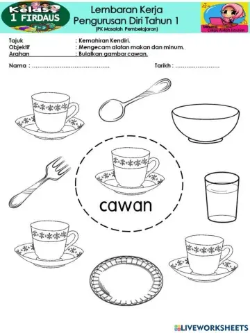 Menamakan alatan makan dan minum