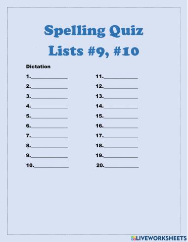 Spelling quiz9.10